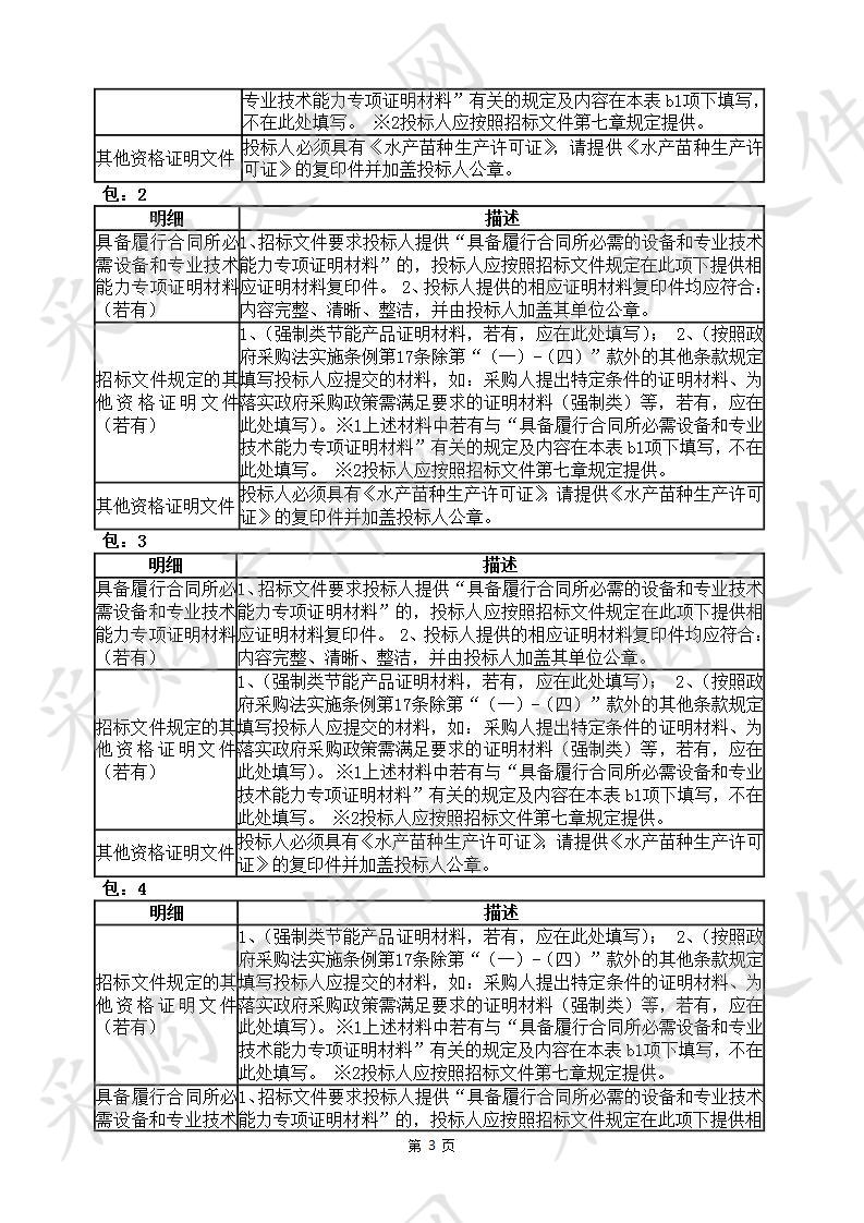 渔业资源增殖放流项目