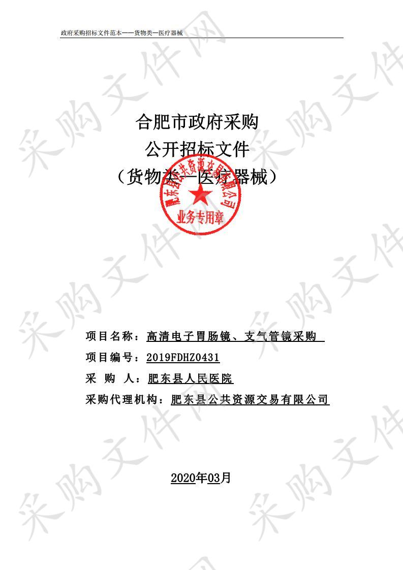 高清电子胃肠镜、支气管镜采购项目 