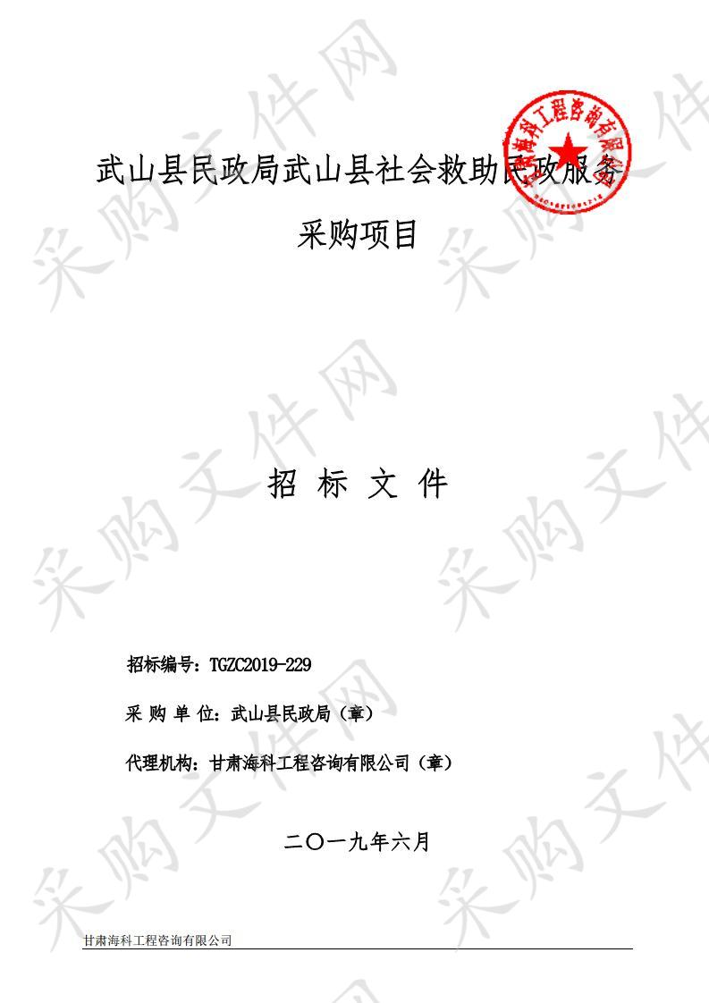 武山县民政局武山县社会救助民政服务公开招标采购项目一包