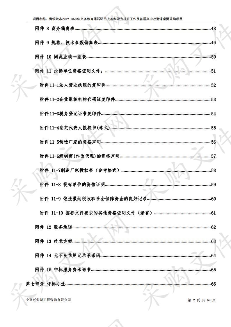 青铜峡市2019-2020年义务教育薄弱环节改善和能力提升工作及普通高中改造课桌凳采购项目