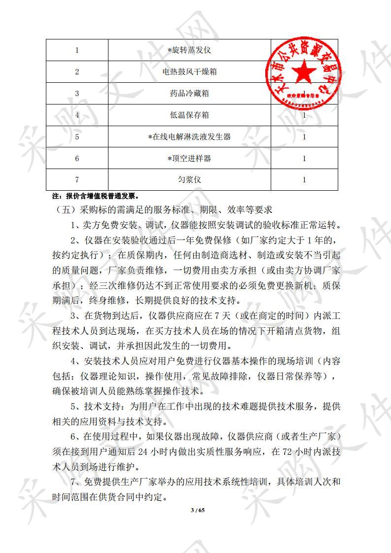 天水市药品检验检测中心旋转蒸发仪等设备公开招标采购项目