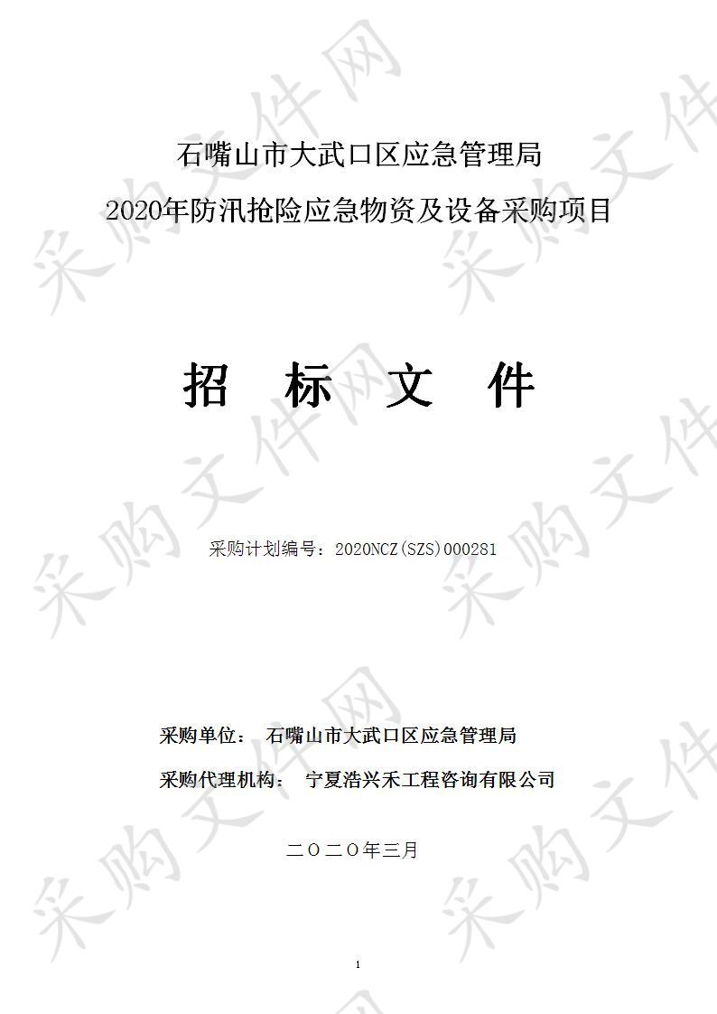 石嘴山市大武口区应急管理局2020年防汛抢险应急物资及设备采购项目