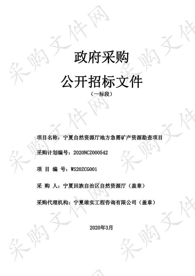 宁夏自然资源厅地方急需矿产资源勘查项目