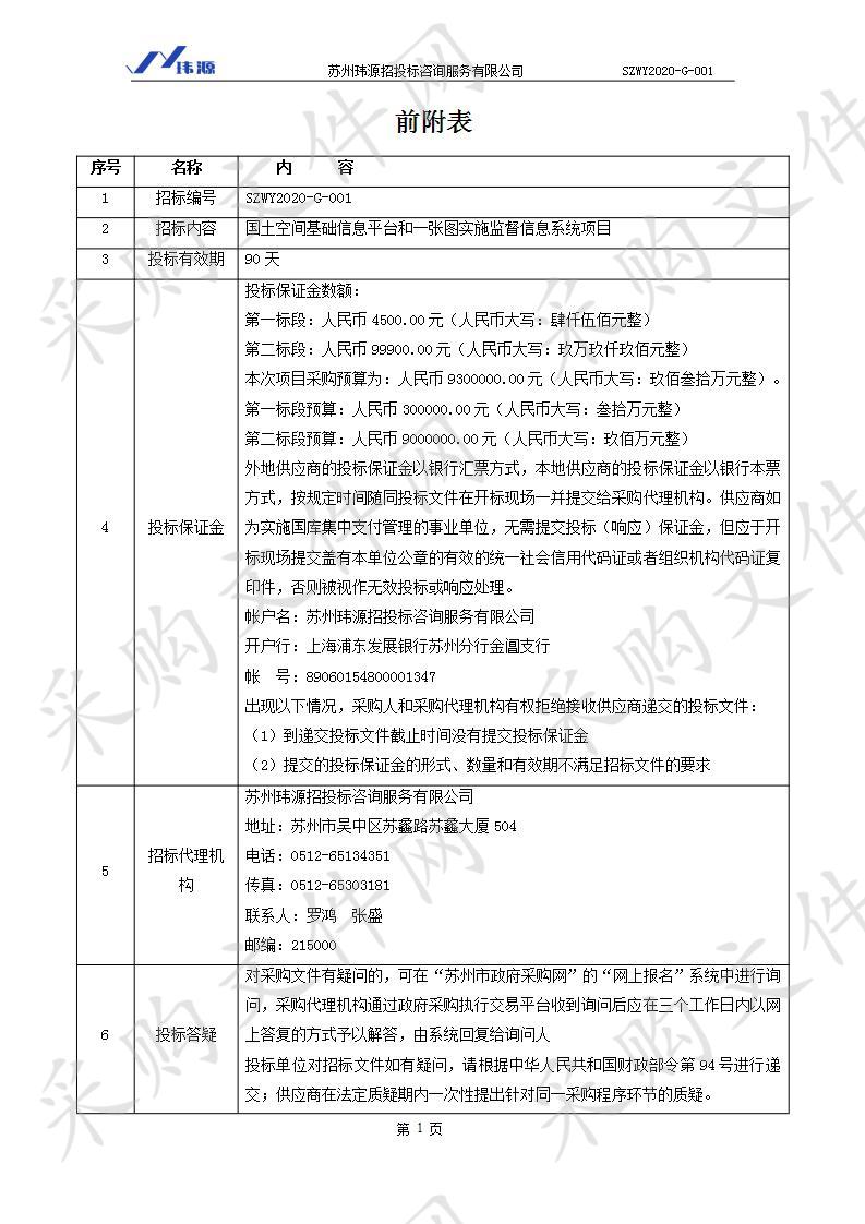 国土空间基础信息平台和一张图实施监督信息系统项目（标段一）