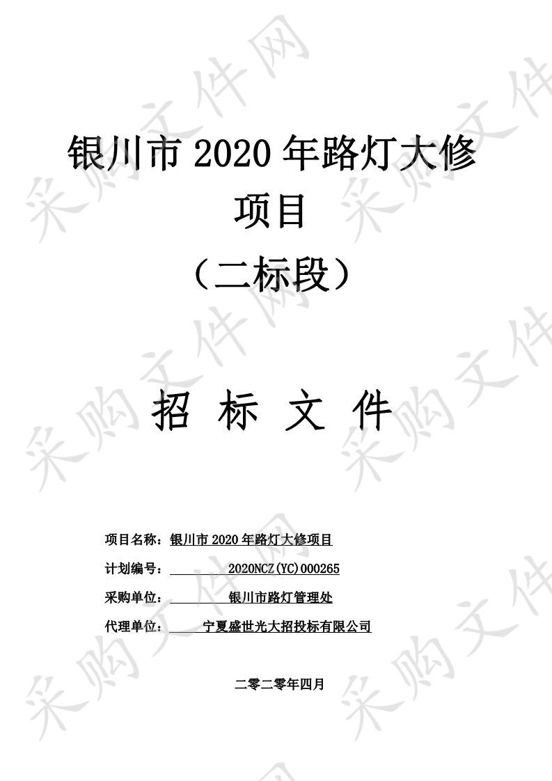 银川市2020年路灯大修项目