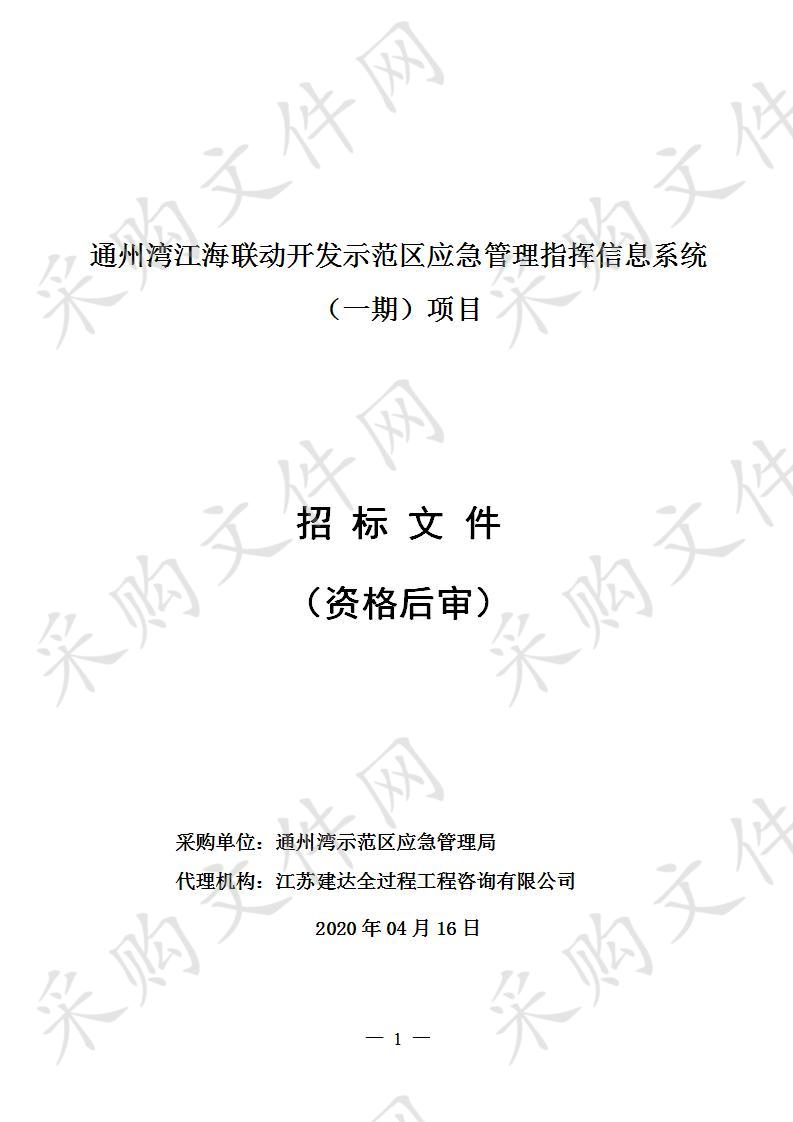 通州湾江海联动开发示范区应急管理指挥信息系统（一期）项目