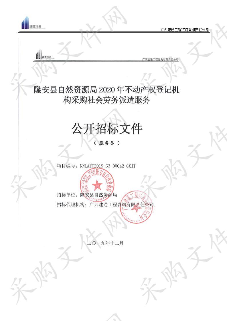 隆安县自然资源局2020年不动产权登记机构采购社会劳务派遣服务