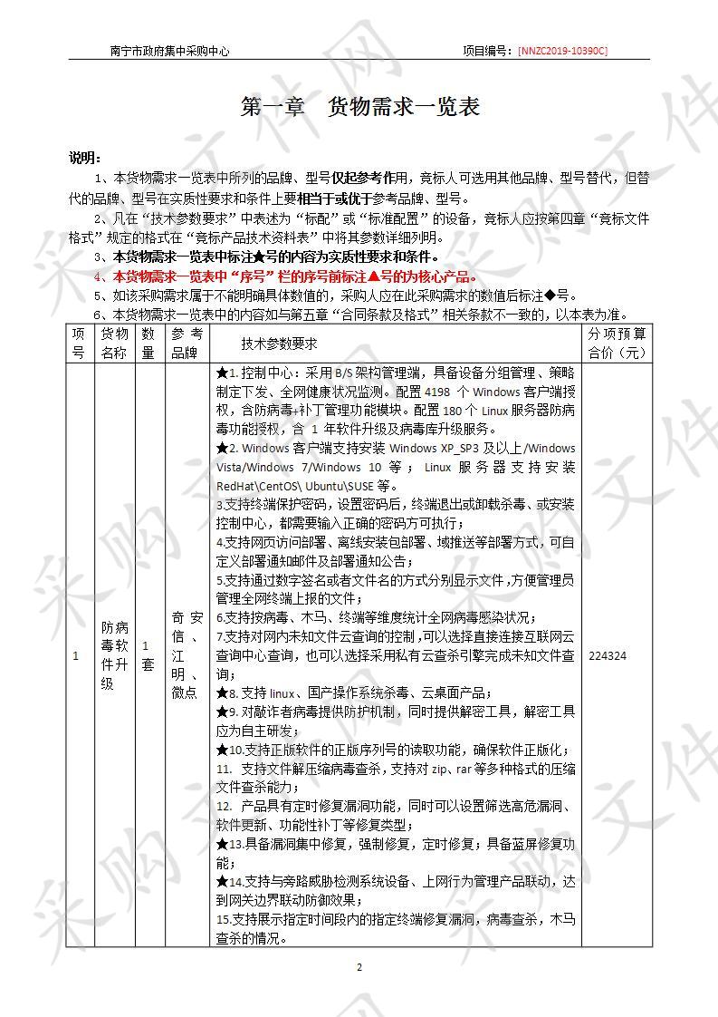 南宁市公安局防病毒软件升级采购