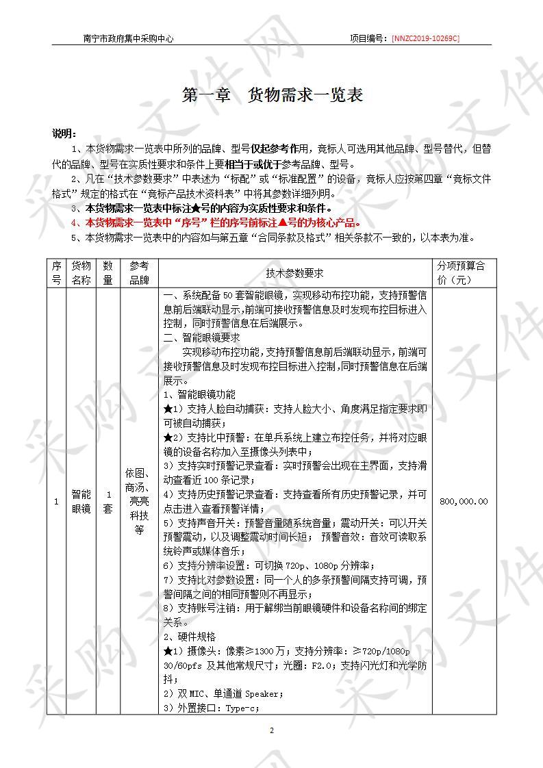 南宁市公安局2019年“环广西”公路自行车世界巡回赛（南宁站）安保项目-人脸识别眼镜和350兆数字对讲机电池替换采购