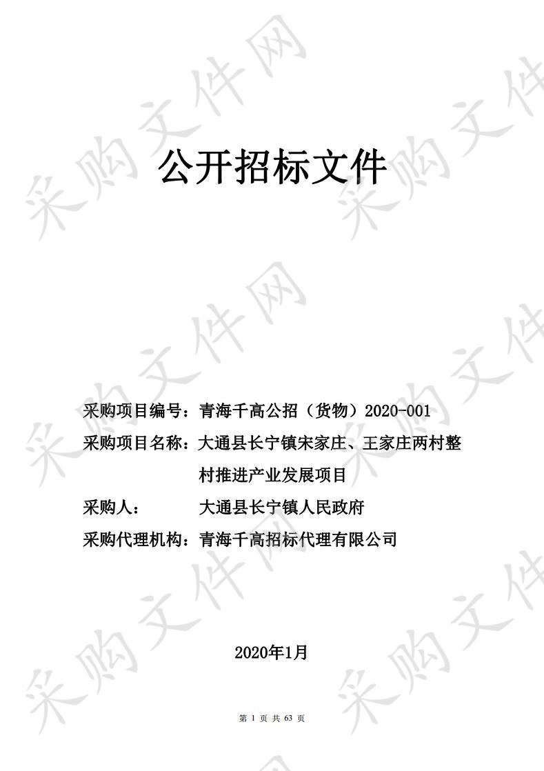 关于大通县长宁镇宋家庄、王家庄两村整村推进产业发展项目