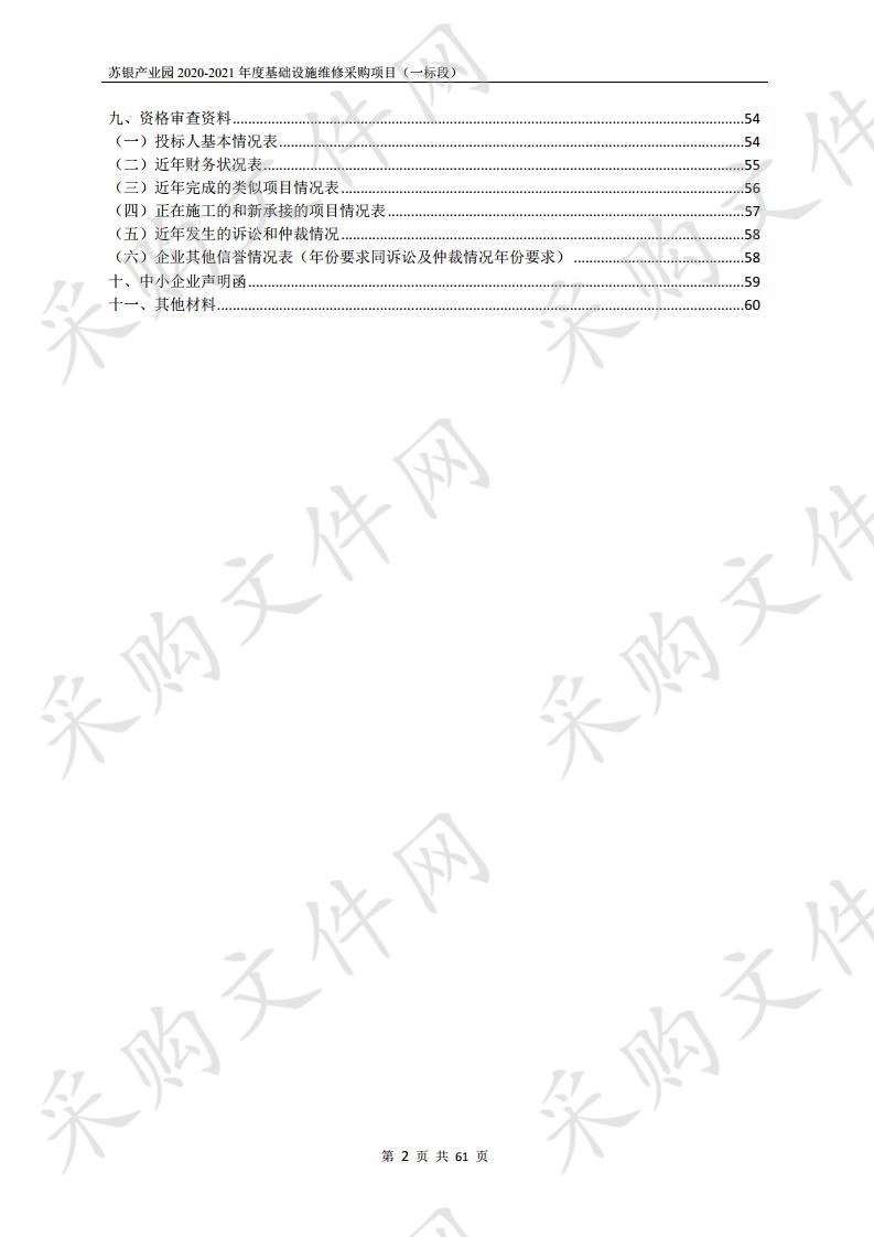 苏银产业园2020-2021年度基础设施维修采购项目