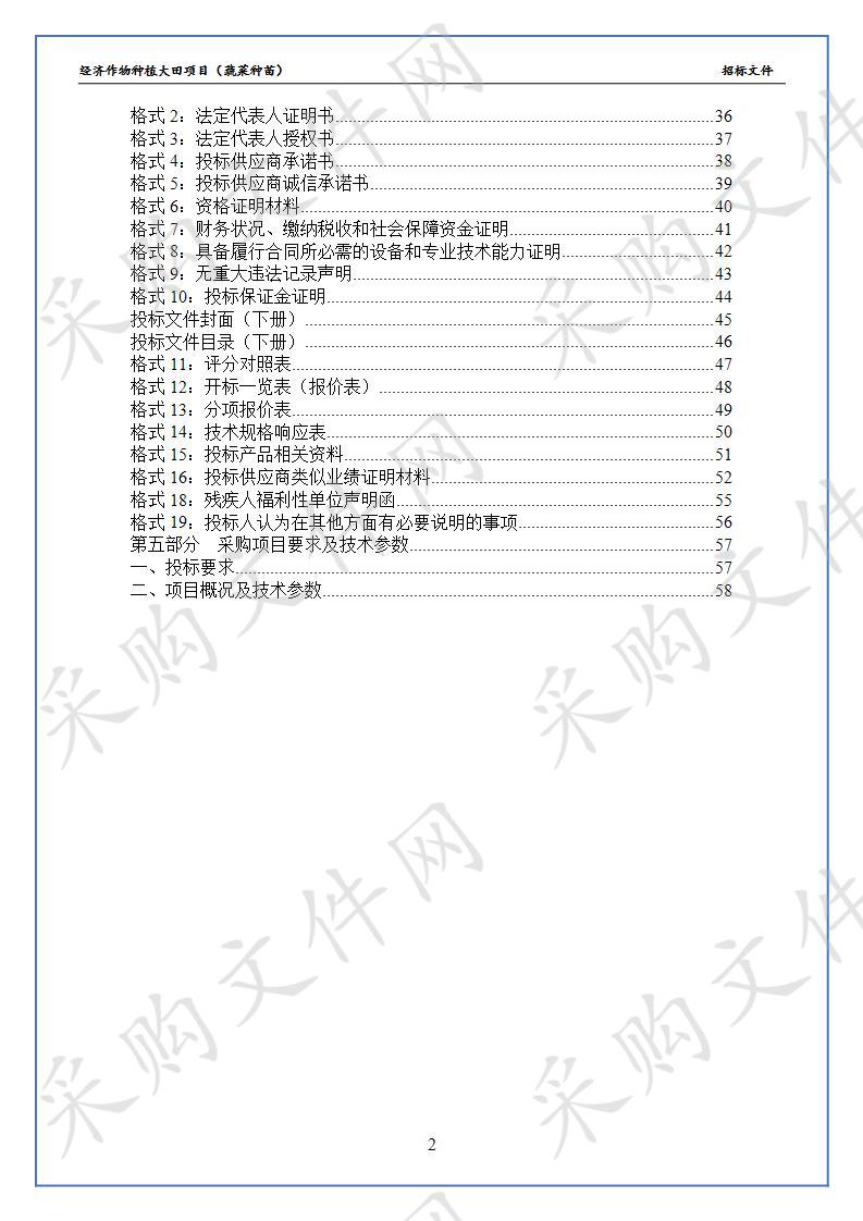 经济作物种植大田项目（蔬菜种苗）