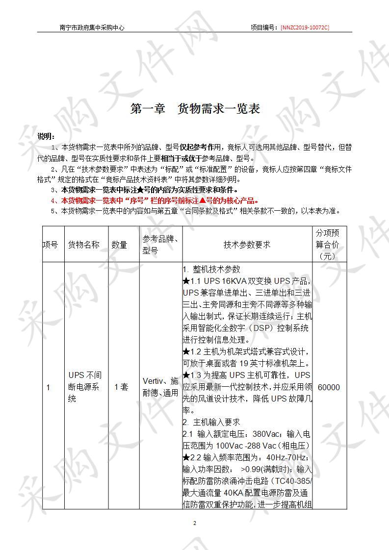 南宁市工业和信息化局机房存储及电源外设采购