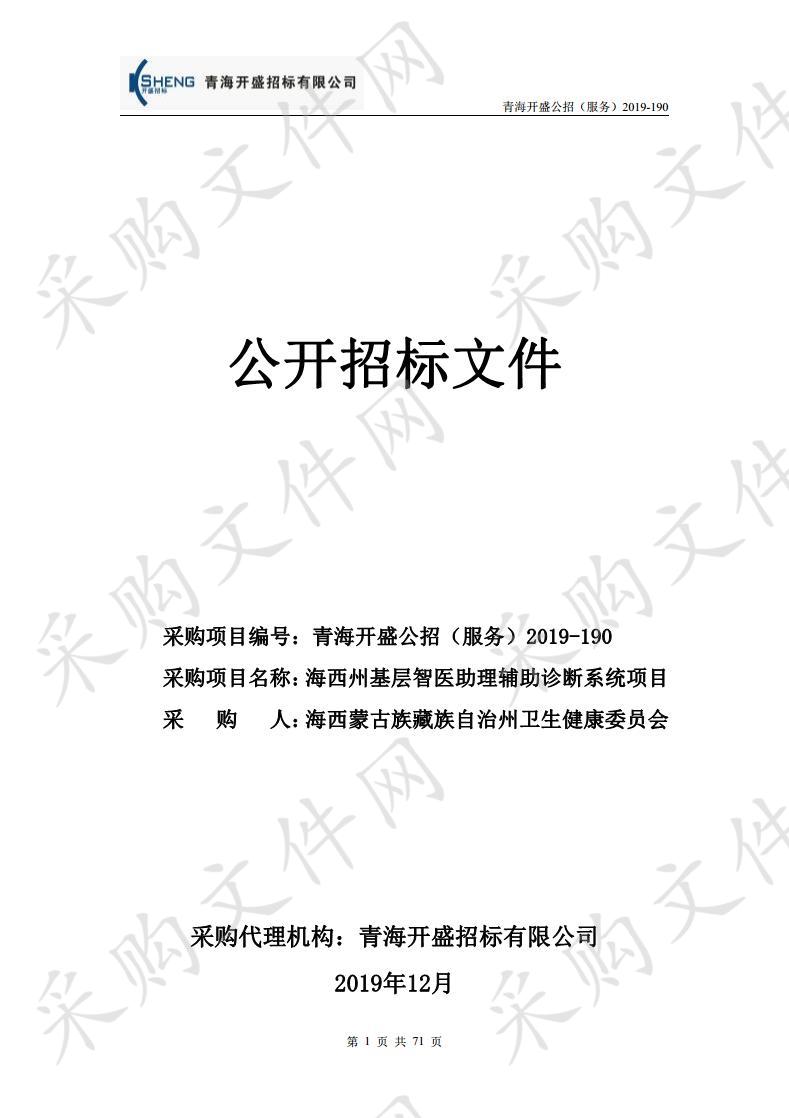 海西州基层智医助理辅助诊断系统项目