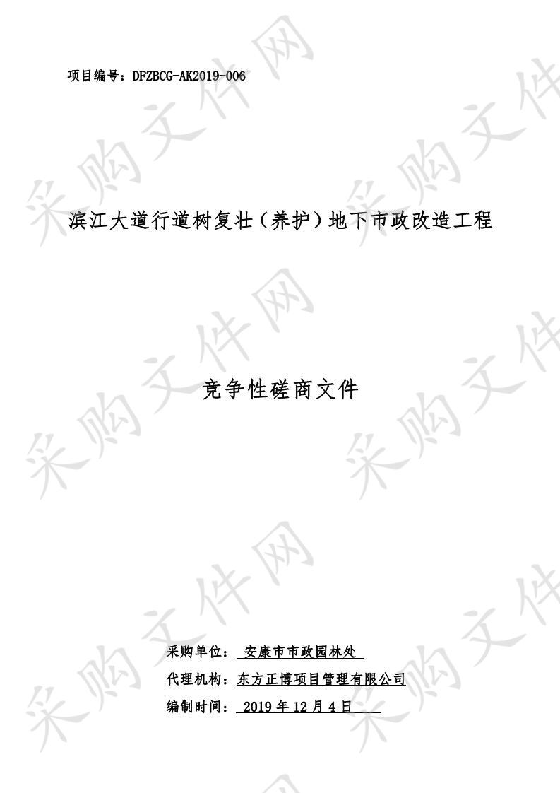 滨江大道行道树复壮（养护）地下市政改造工程