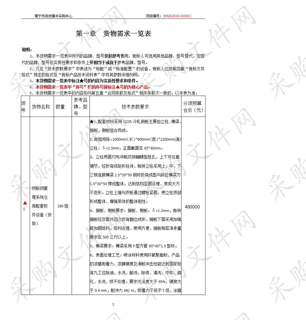 南宁市公安局应急物资仓库附属库配套设备（货架）采购