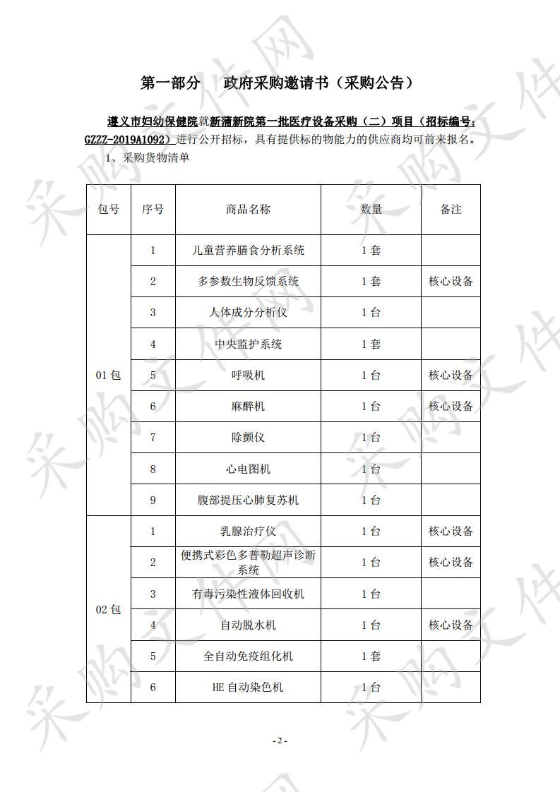 新蒲新院第一批医疗设备采购（二）