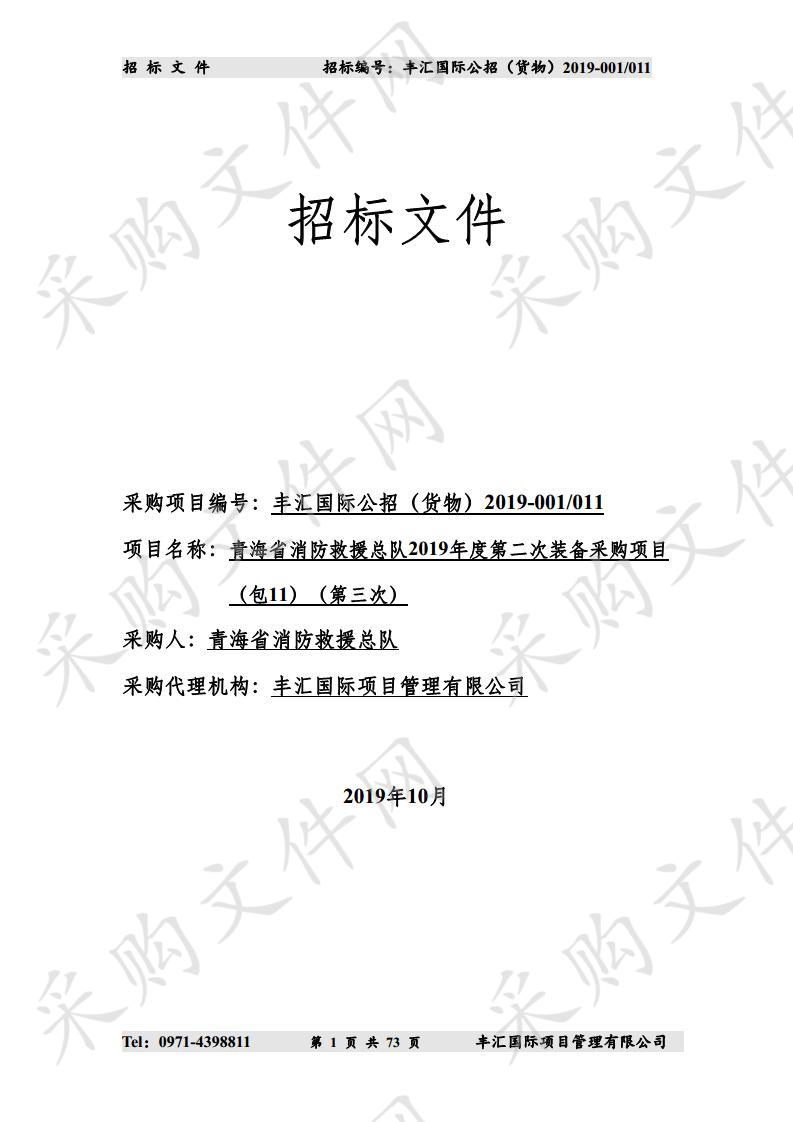 青海省消防救援总队2019年度第二次装备采购项目（包11）（第三次）