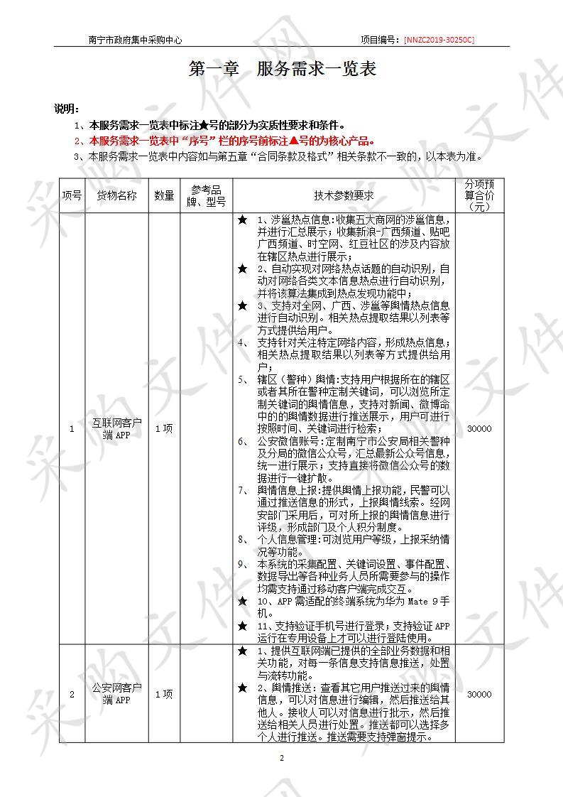  南宁市公安局网络安全保卫支队互联网舆情系统APP建设采购