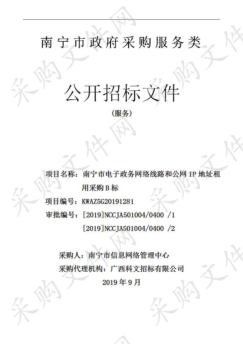 南宁市电子政务网络线路和公网IP地址租用采购B标