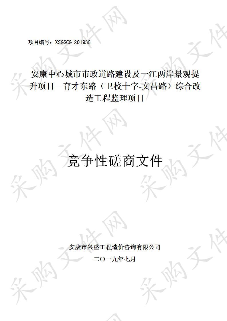 安康中心城市市政道路建设及一江两岸景观提升项目—育才东路（卫校十字-文昌路）综合改造工程监理项目