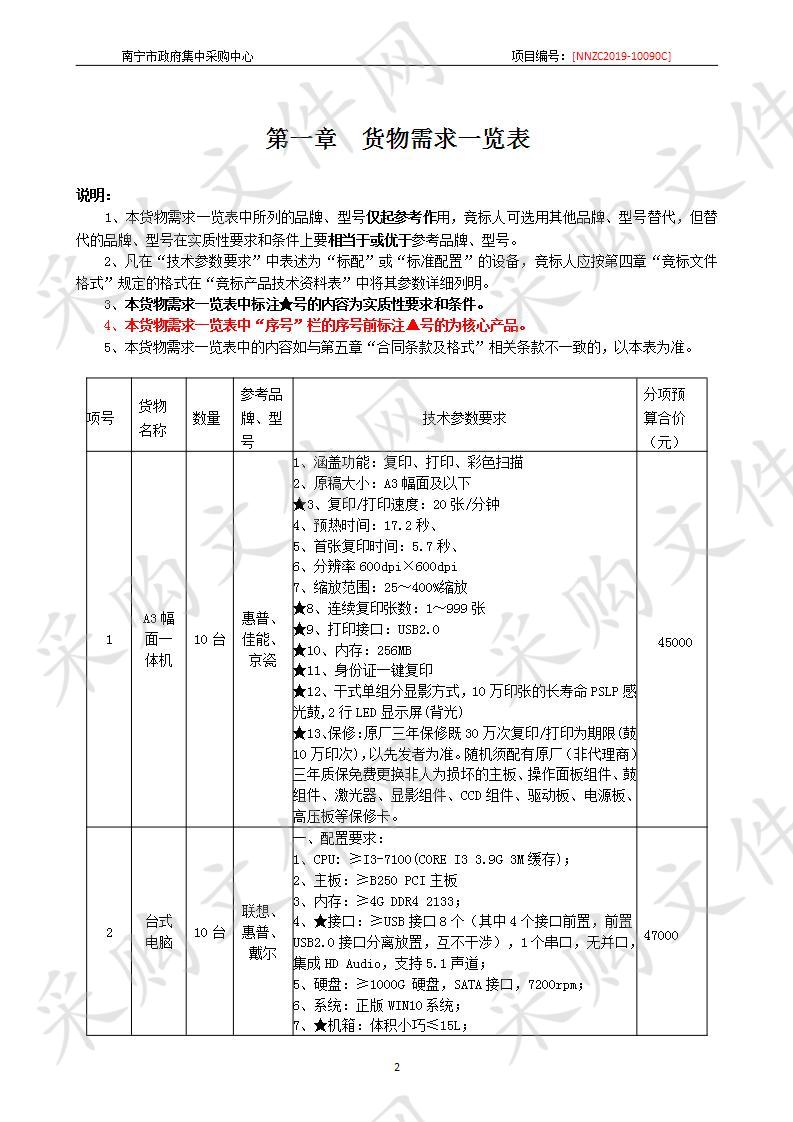 南宁市邕宁高级中学办公设备采购