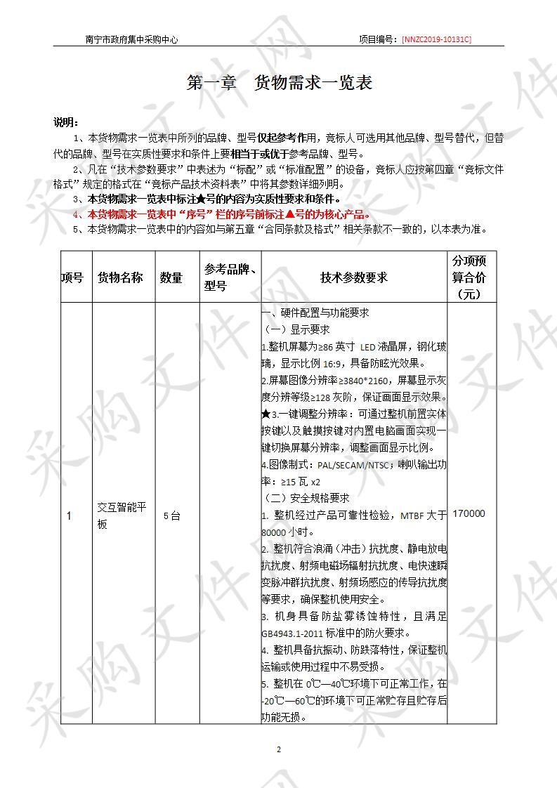 中国共产党南宁市委员会老干部局老年大学教室交互智能平板显示设备及白板墙采购