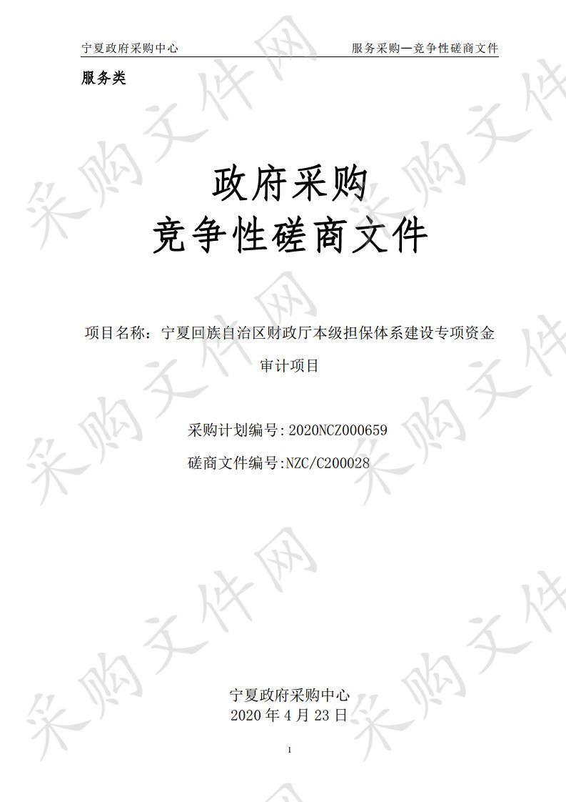 宁夏回族自治区财政厅本级担保体系建设专项资金审计项目审计服务第一标段、审计服务第二标段