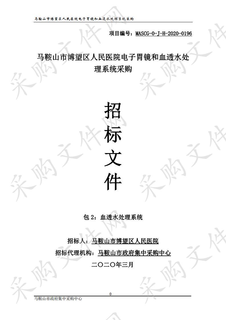 马鞍山市博望区人民医院电子胃镜和血透水处理系统采购