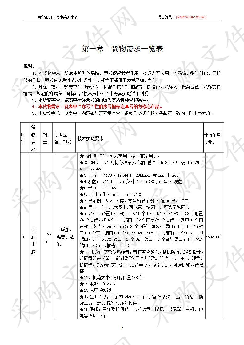 南宁市公安局交通警察支队办公设备（台式电脑）采购