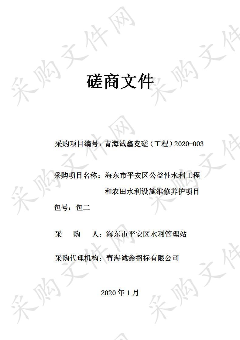 海东市平安区公益性水利工程和农田水利设施维修养护项目（包二）