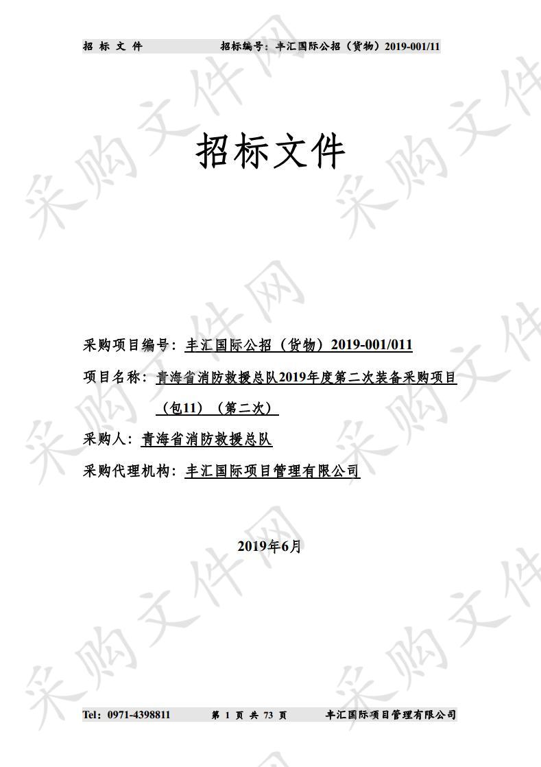 青海省消防救援总队2019年度第二次装备采购项目（包11）（第二次）