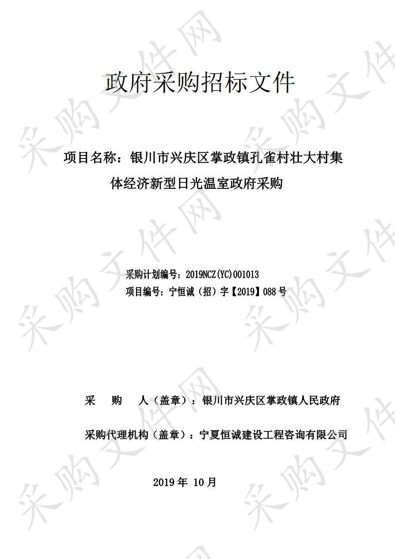 银川市兴庆区掌政镇孔雀村壮大村集体经济新型日光温室政府采购