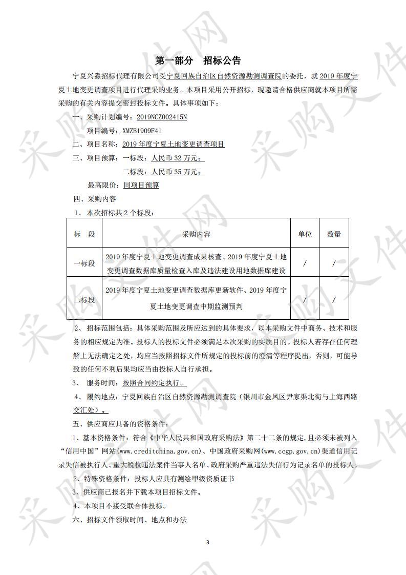 2019年度宁夏土地变更调查项目