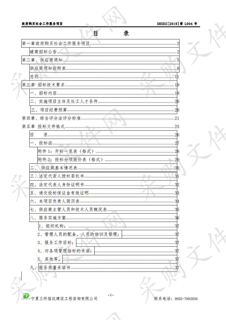 政府购买社会工作服务项目（三标段）