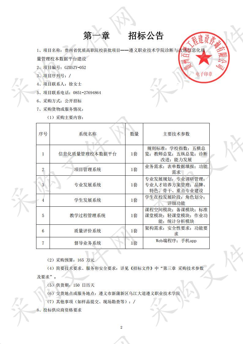 贵州省优质高职院校获批项目——遵义职业技术学院诊断与改进信息化质量管理校本数据平台建设