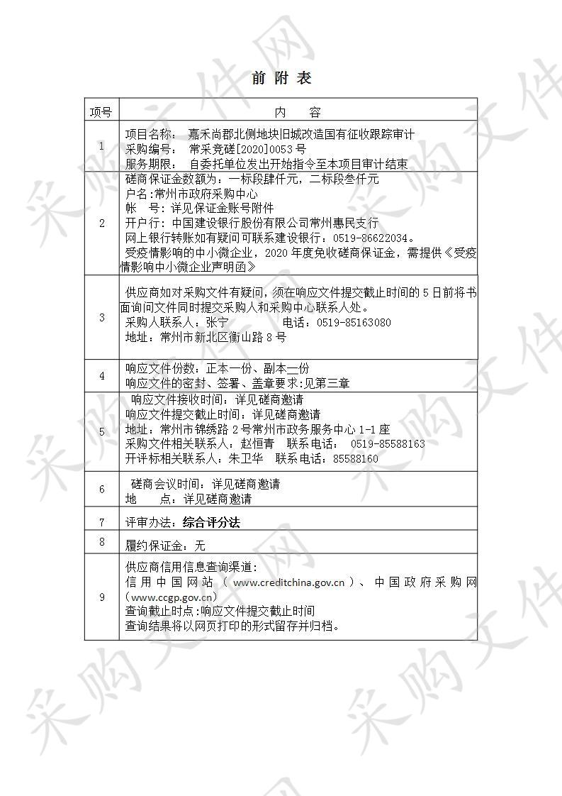 嘉禾尚郡北侧地块旧城改造国有征收跟踪审计（标段一）