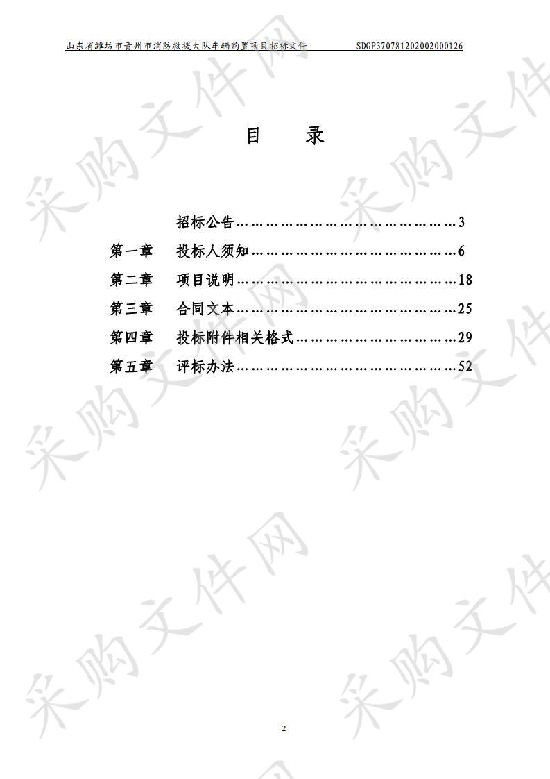 山东省潍坊市青州市消防救援大队车辆购置项目