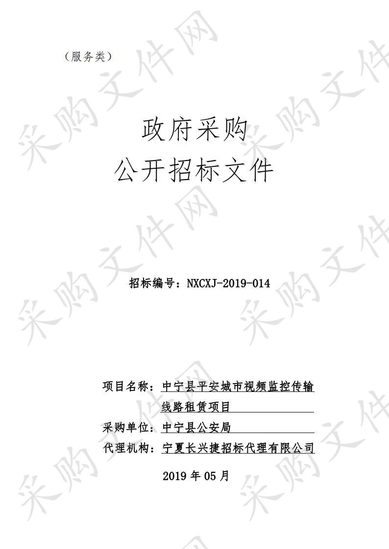 中宁县平安城市视频监控传输线路租赁项目