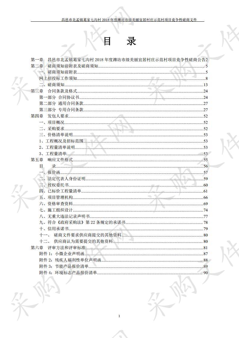 昌邑市北孟镇葛家七沟村2018年度潍坊市级美丽宜居村庄示范村项目