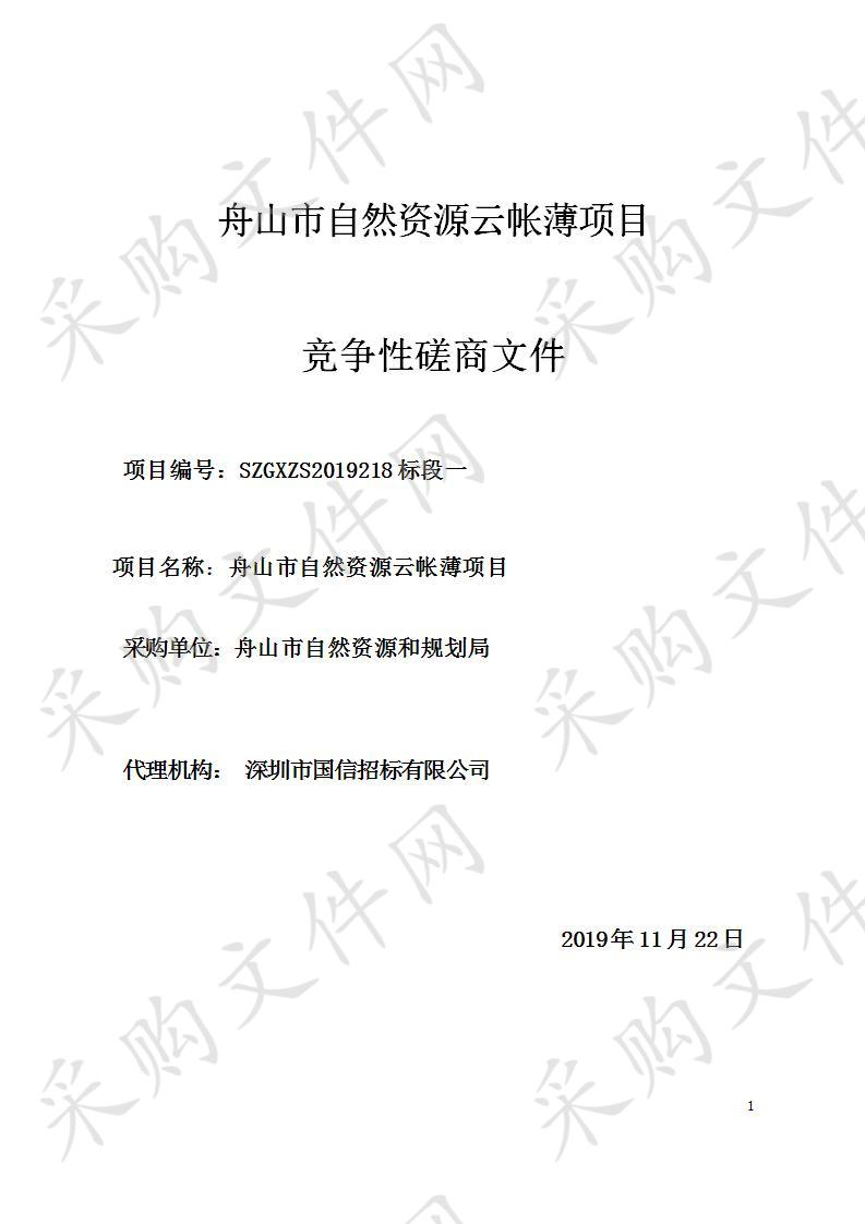 舟山市自然资源和规划局自然资源云帐薄及自然资源视频监控服务项目