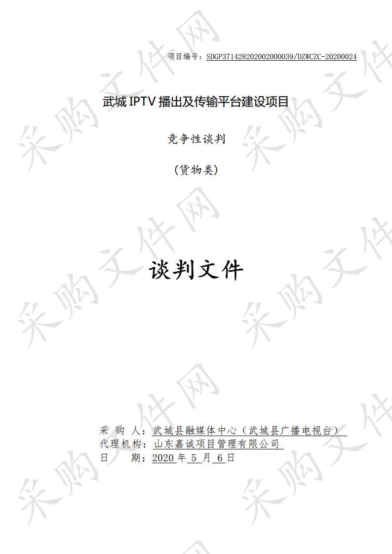 武城IPTV播出及传输平台建设项目