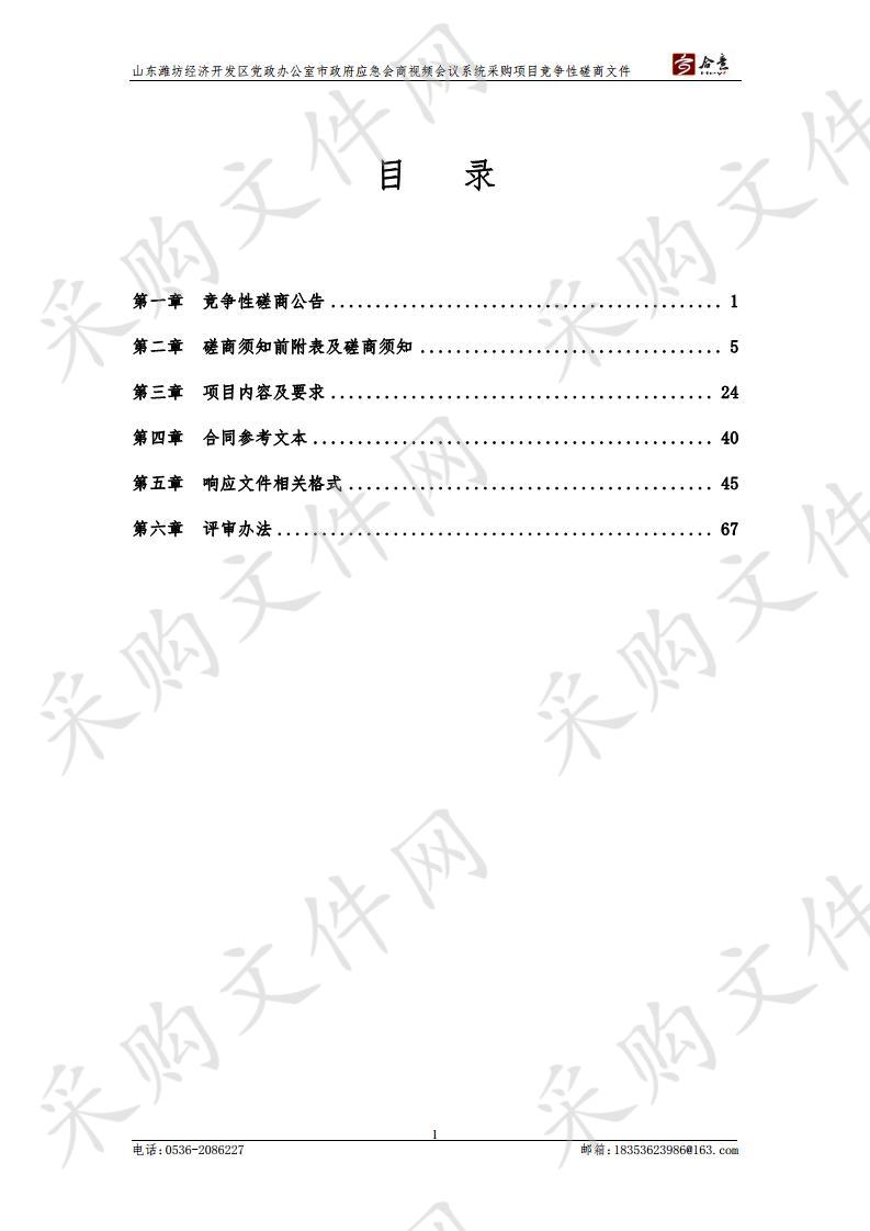 山东潍坊经济开发区党政办公室市政府应急会商视频会议系统采购项目