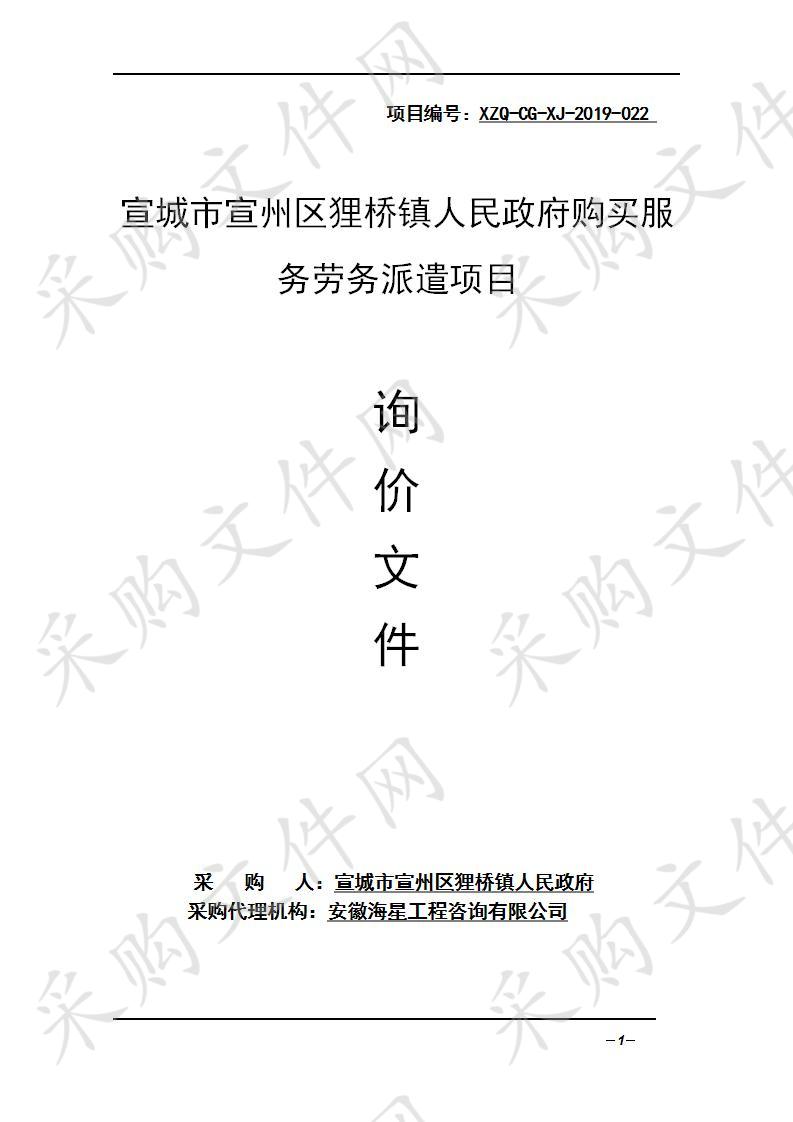 宣城市宣州区狸桥镇人民政府购买服务劳务派遣项目