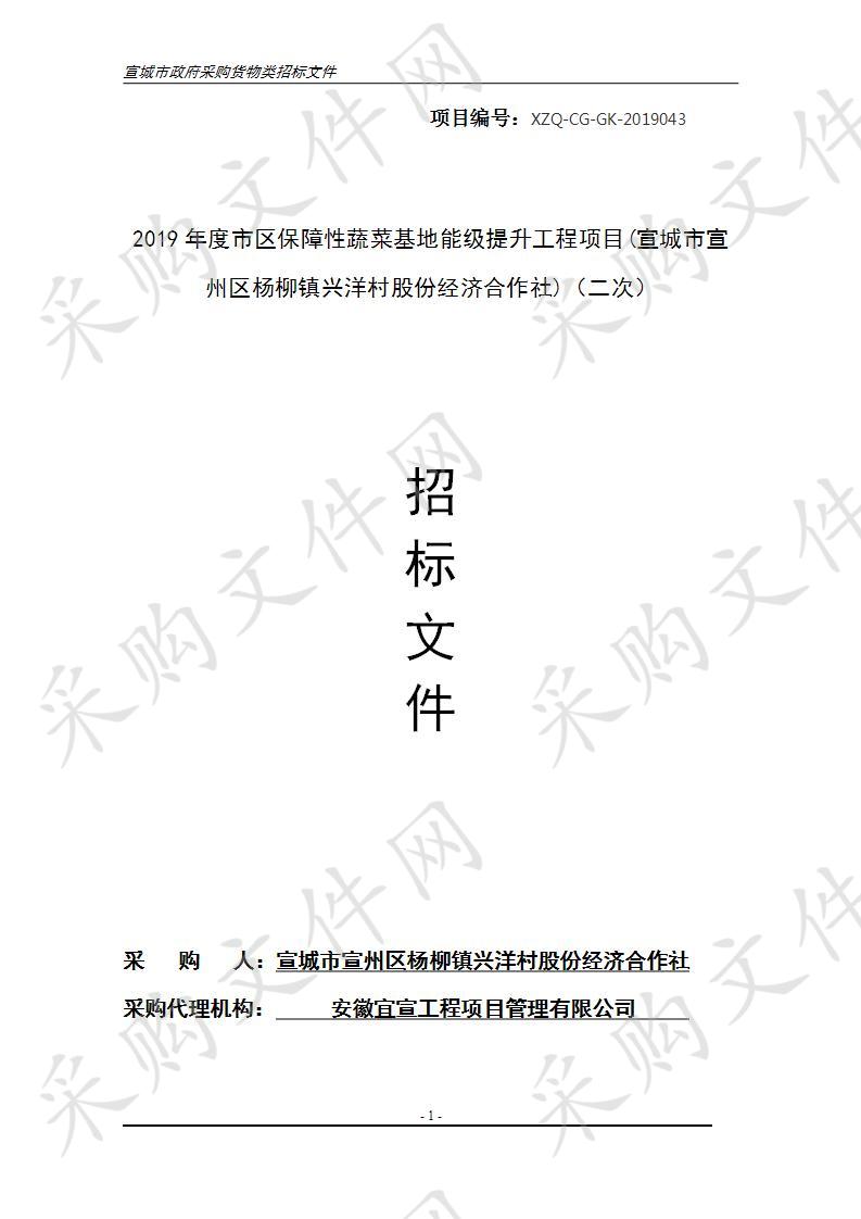 2019年度市区保障性蔬菜基地能级提升工程项目(宣城市宣州区杨柳镇兴洋村股份经济合作社)