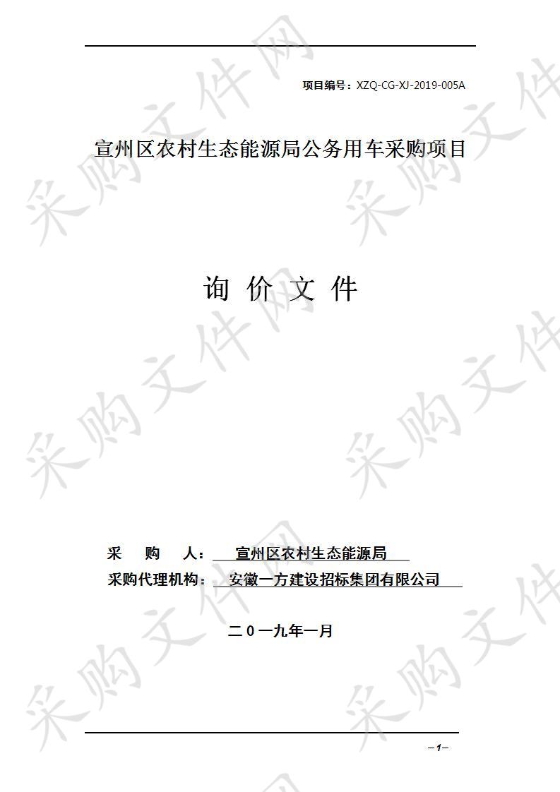 宣州区农村生态能源局公务用车采购项目