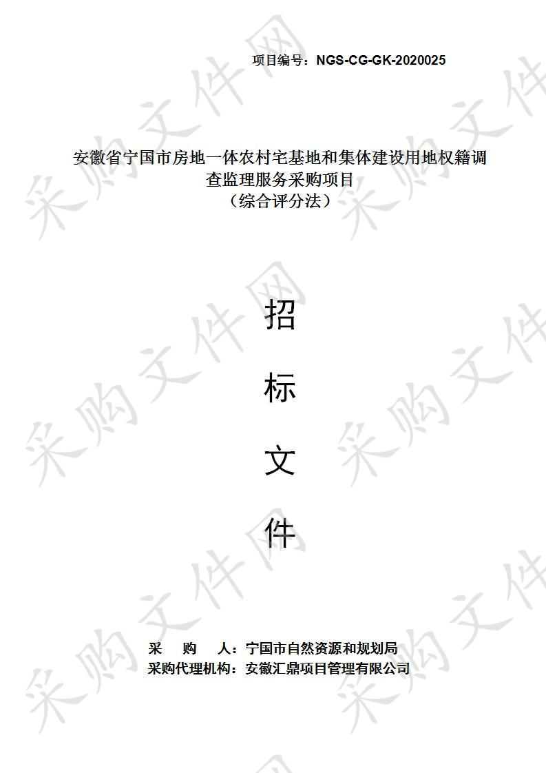 安徽省宁国市房地一体农村宅基地和集体建设用地权籍调查监理服务采购项目