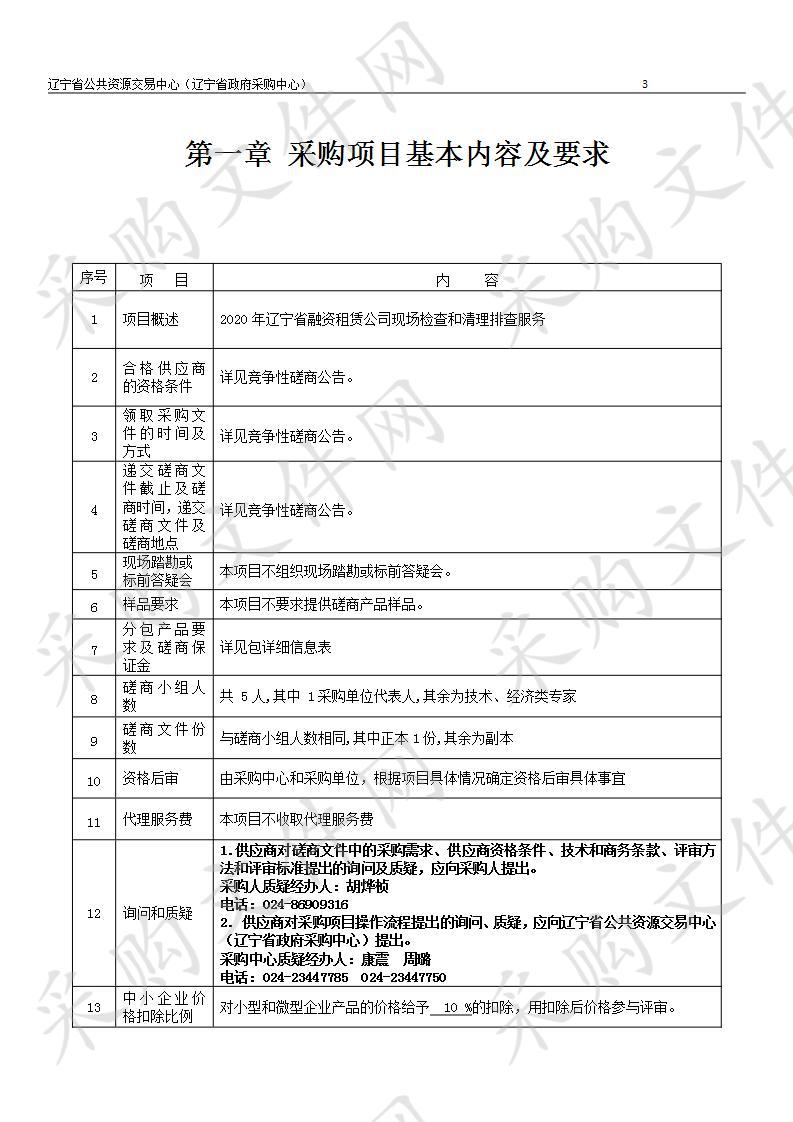 2020年辽宁省融资租赁公司现场检查和清理排查项目