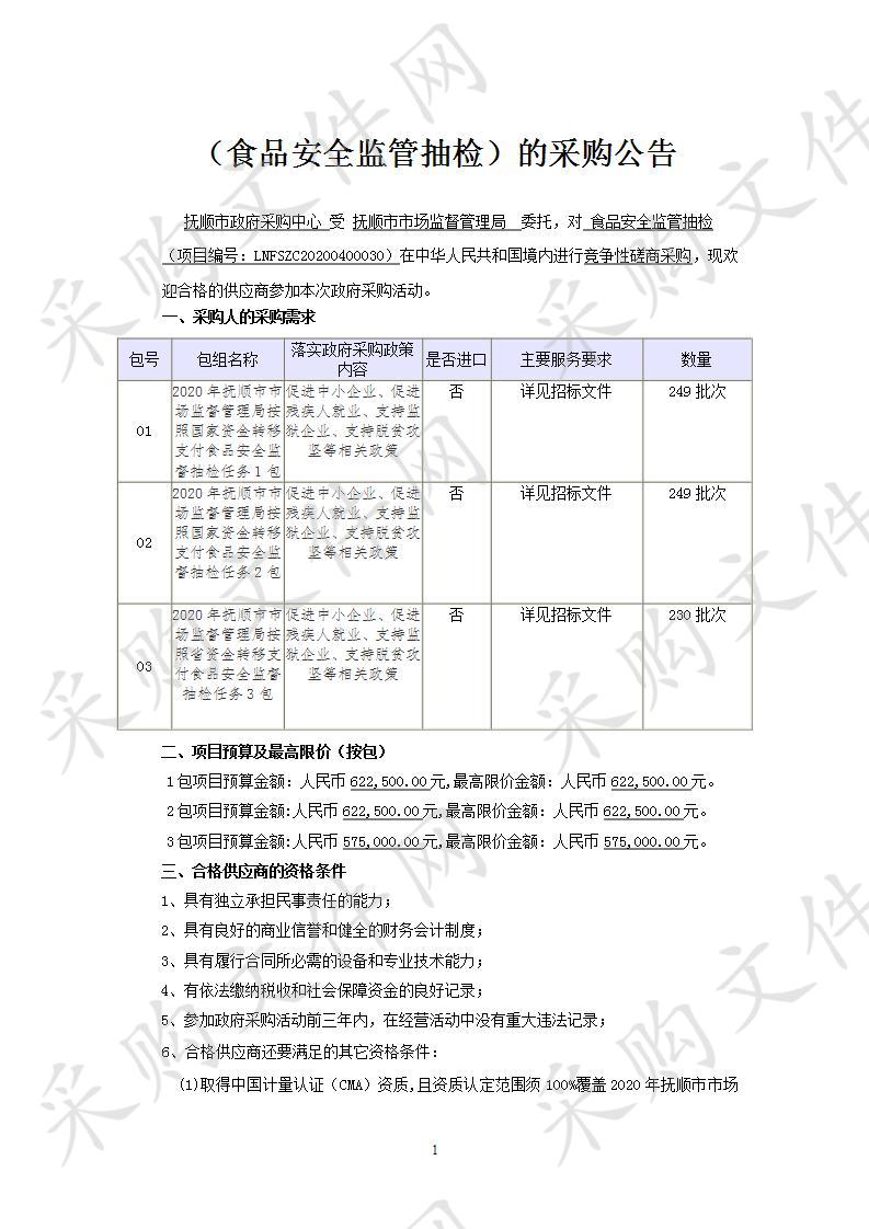 食品安全质量抽检