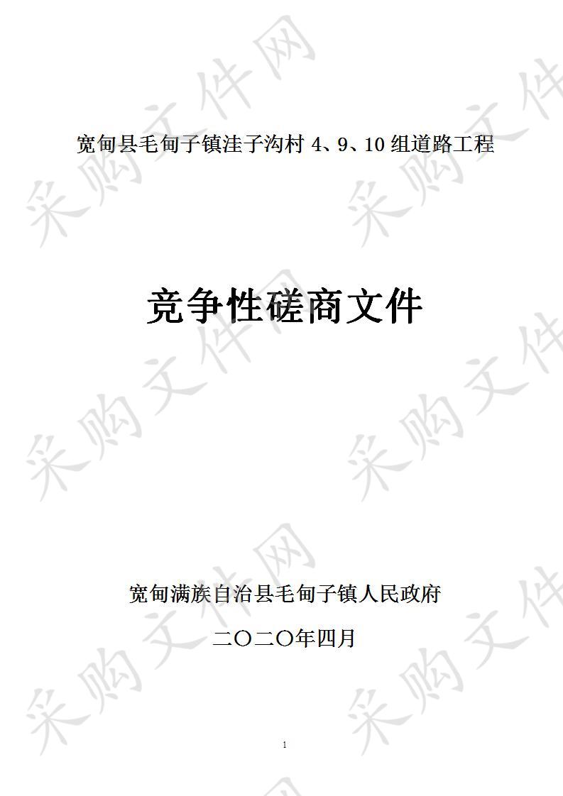 宽甸满族自治县毛甸子镇人民政府的宽甸县毛甸子镇洼子沟村4 9 10组道路工程